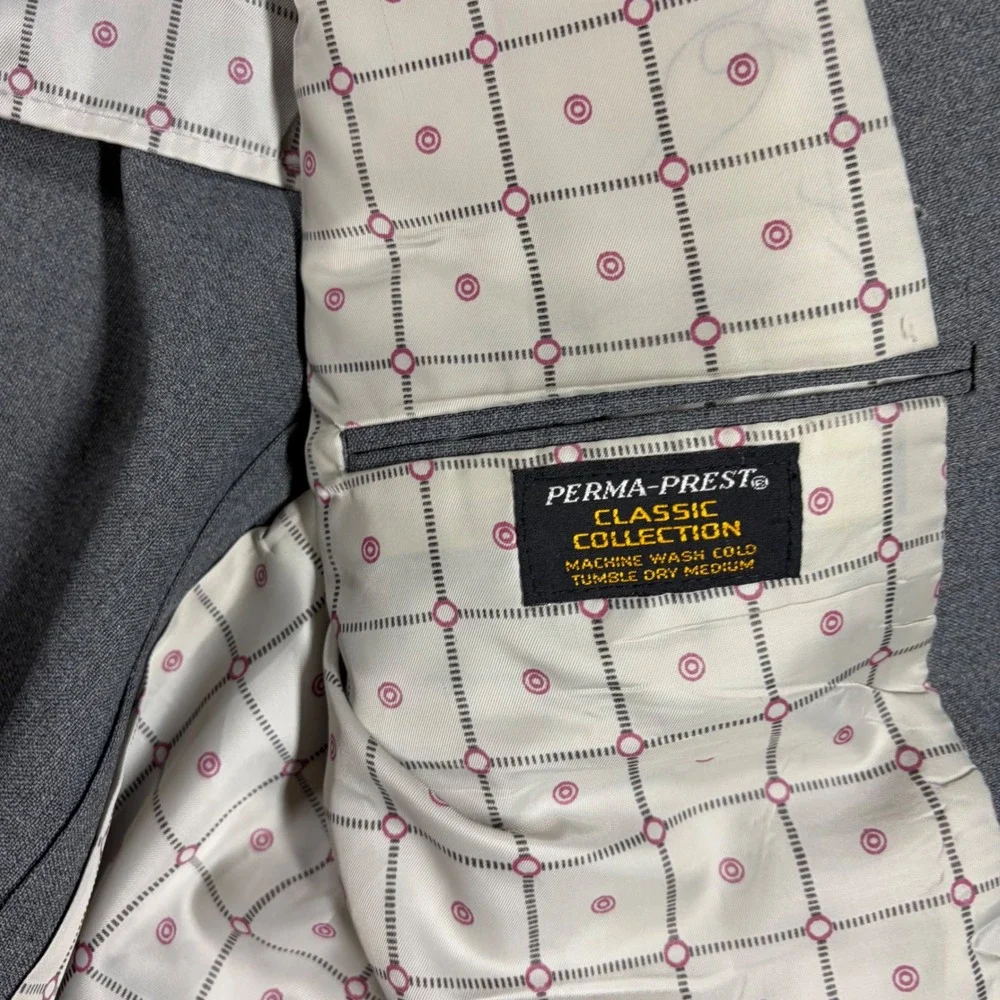Vintage Perma-Prest Blazer Mens 48B Classic Collection Gray Jacket Made in USA